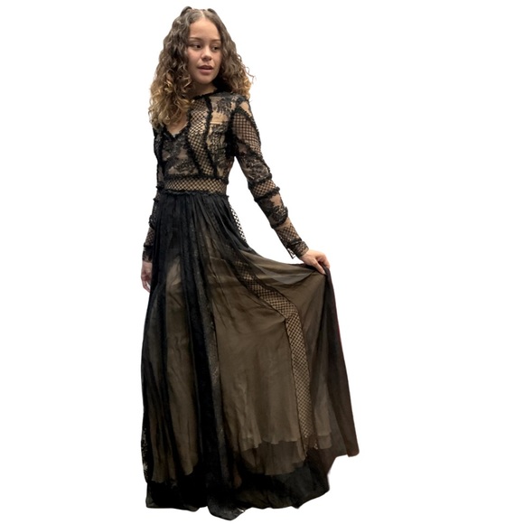 ZUHAIR MURAD silk & lace long dress red carpet - Picture 4 of 6